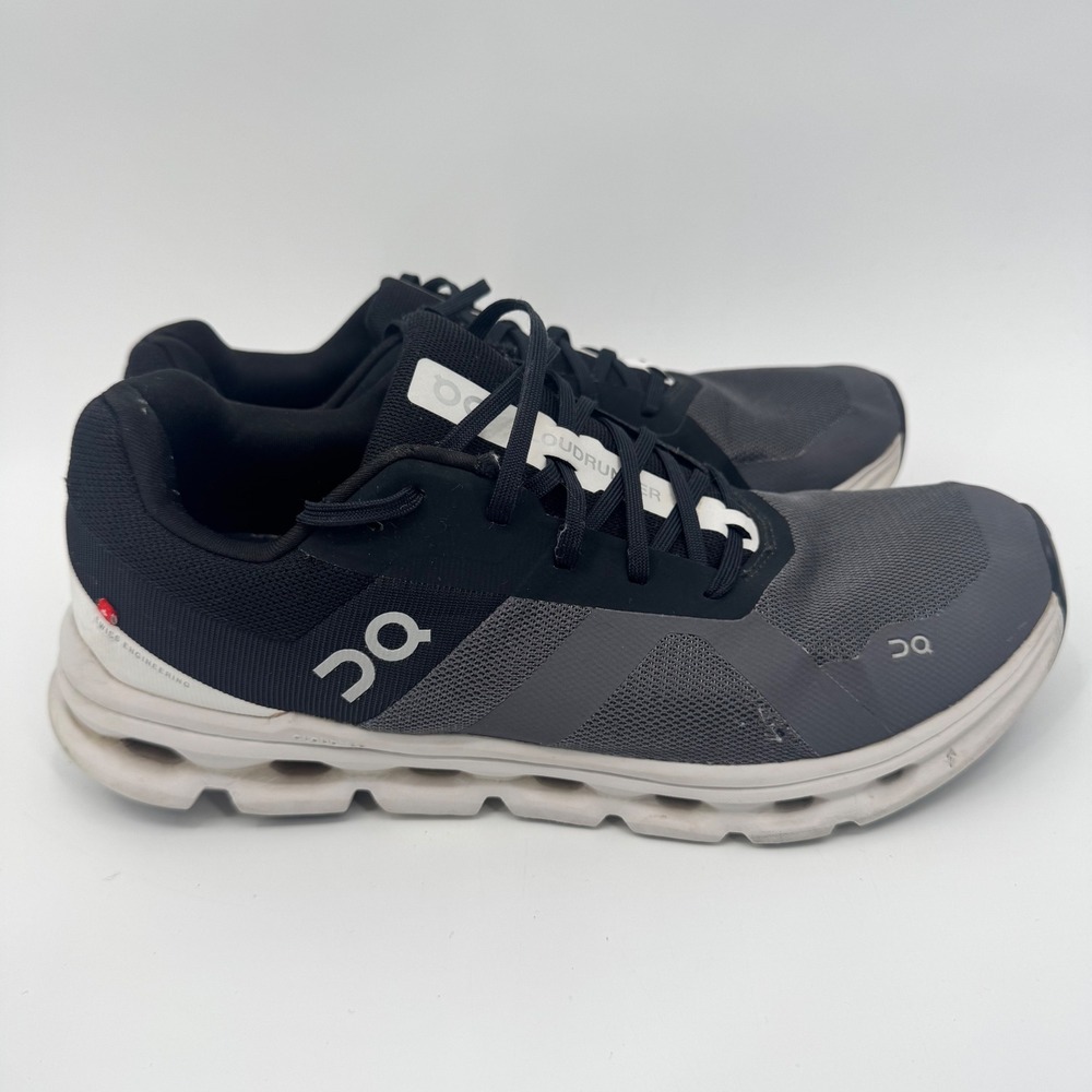 ON Cloudrunner Black Gray White Mens Running Shoes Sneakers US 10.5 EU 44.5